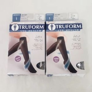 NWT Set of 2 Truform Sheer Compression Stockings Knee High Open Toe XL